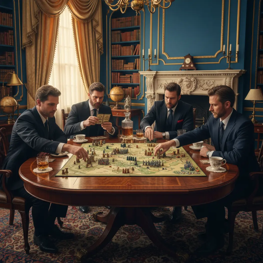 People playing a heavy strategy board game